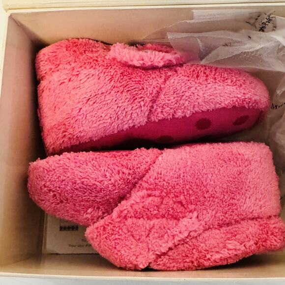 UGG Shoes Infant Girl 4/5 Pink Fuzzy Baby Bixbee Booties Slipper Cozy Australia - Picture 10 of 13